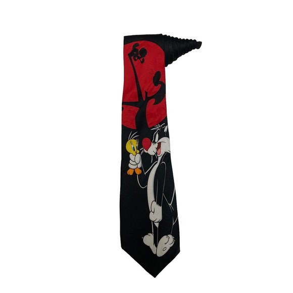 Looney Tunes Mania Sylvester Tweety Cartoon Vintage Novelty Necktie Polyester - Picture 1 of 7
